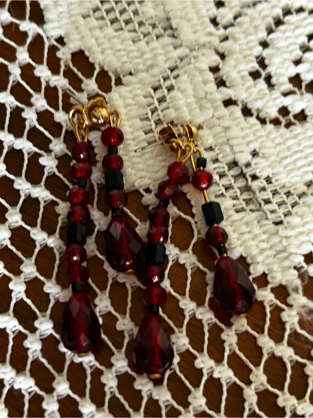 Vintage Faux Ruby Drop earrings